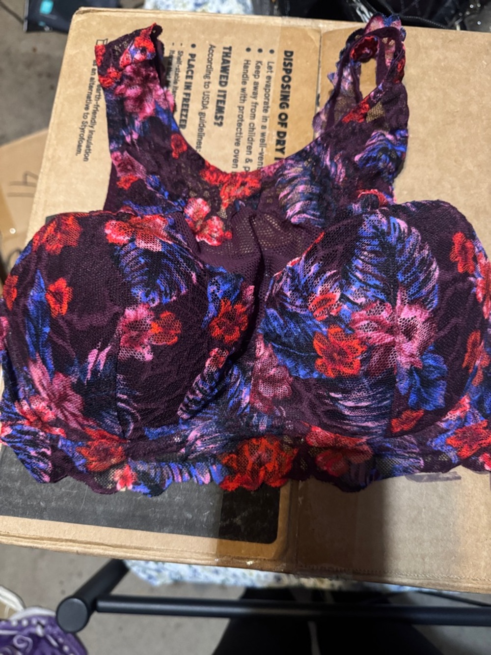 PINK Victoria's Secret Plum Floral Lace Bralette